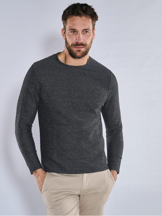 emilio adani Herren Langarm-Shirt regular Schwarz 36811