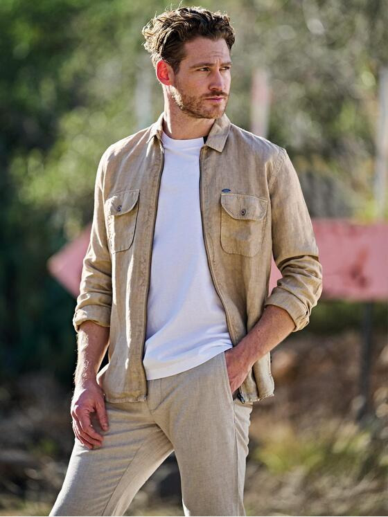 engbers Herren Overshirt aus Leinen Beige 36596