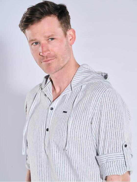 engbers Herren Langarm-Shirt mit Leinenanteil Mittelblau 38946