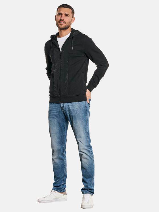 emilio adani Herren Innovative Sweatjacke mit Kapuze Schwarz 32620
