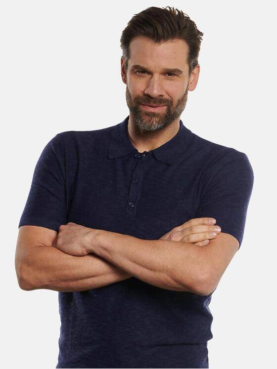 engbers Herren Polo-Shirt gestrickt Blau 32605