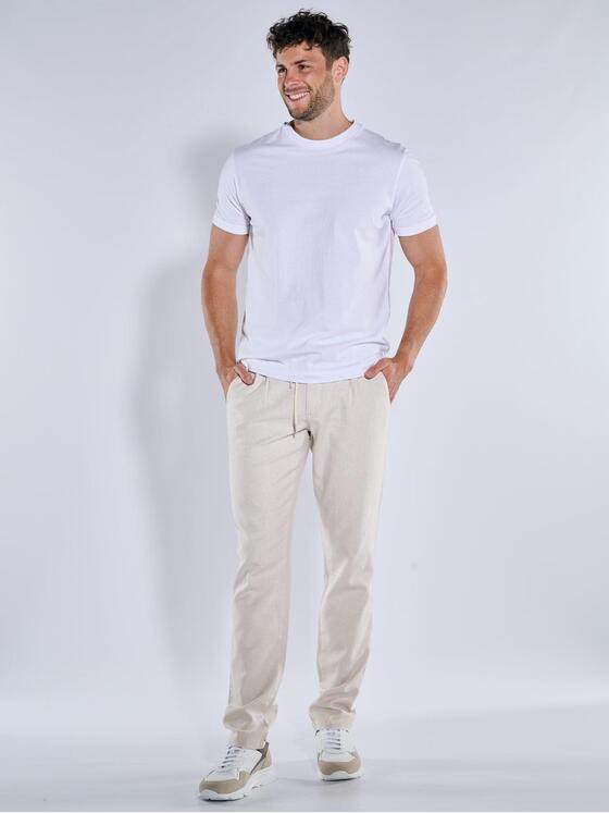 emilio adani Herren Chino mit Leinenanteil Weiß 39004