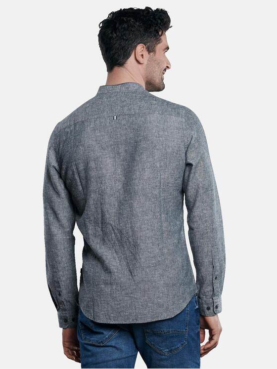 engbers Herren Leinenhemd mit Stehkragen Blau 31296