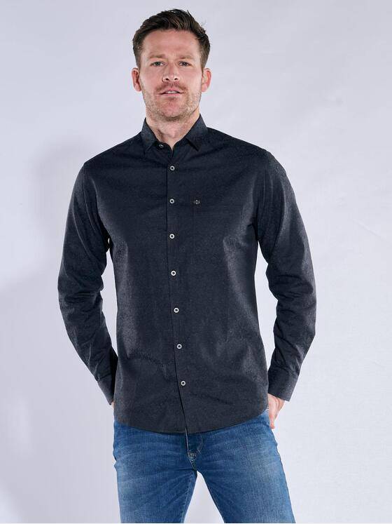 engbers Herren Langarm-Hemd gemustert Saphirblau 38172