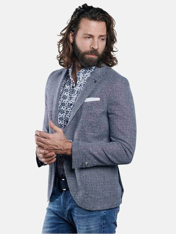 emilio adani Herren Sakko mit feiner Struktur Blau 30647