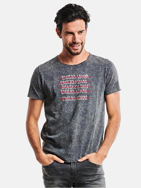 emilio adani Herren Rundhals T-Shirt Grau 25708