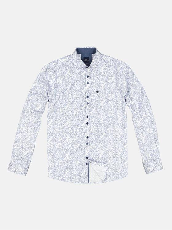 engbers Herren Langarm-Hemd mit floralem Print Himmelblau 33466