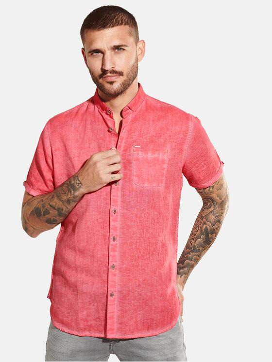 emilio adani Herren Kurzarm-Hemd uni Rot 31804