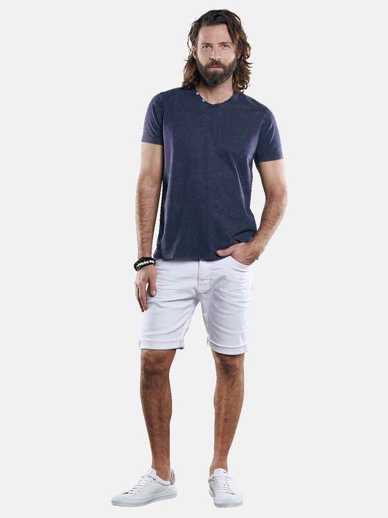 emilio adani Herren V-Neck T-Shirt mit spannendem Farbeffekt Blau 29682