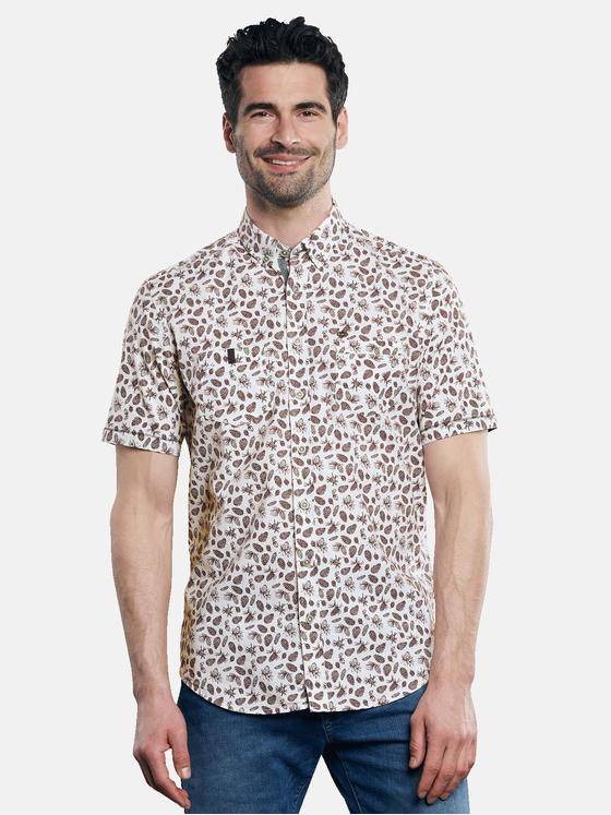 engbers Herren Kurzarm-Hemd gemustert Bordeaux 30780