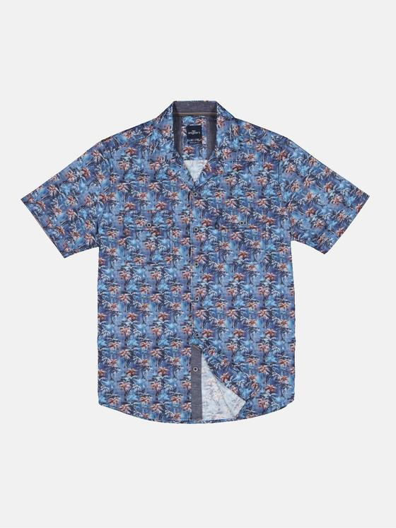 engbers Herren Kurzarm-Hemd gemustert Blau 34761