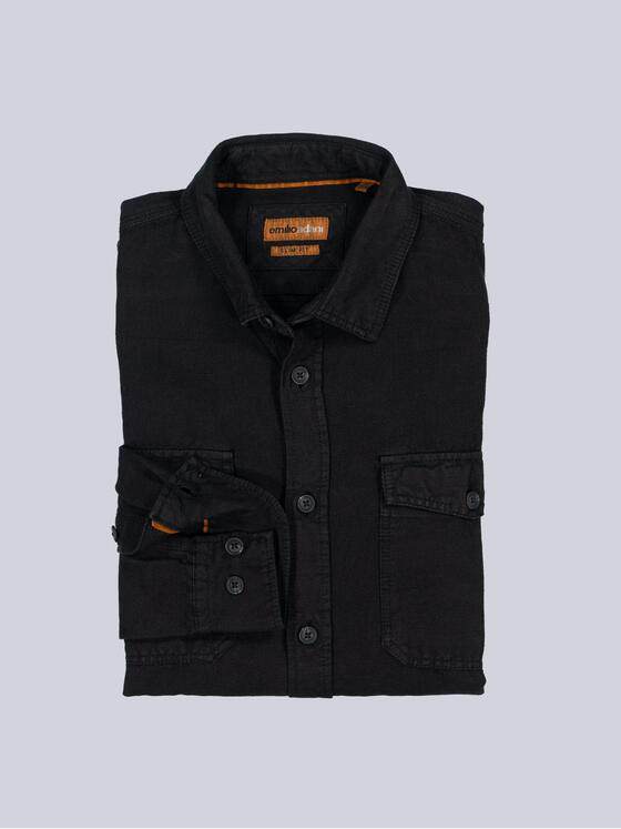 emilio adani Herren Overshirt slim fit Schwarz 38259
