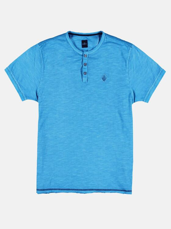 engbers Herren T-Shirt mit Knopfleiste und Kontrastdetails Türkis 29801