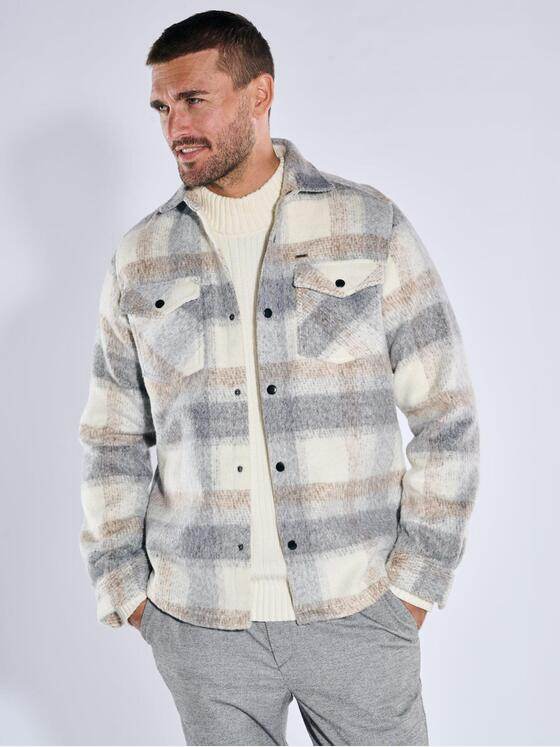 emilio adani Herren Overshirt kariert Beige 39331