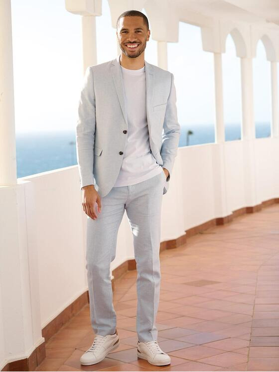 emilio adani Herren Anzug-Sakko mit Leinenanteil Blau 36544