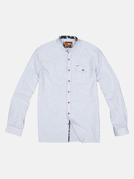 emilio adani Herren Langarm-Hemd mit Leinen-Anteil Blau 32997
