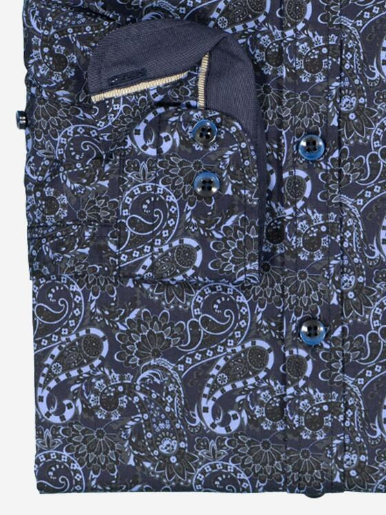 engbers Herren Langarm-Hemd gemustert Saphirblau 37872