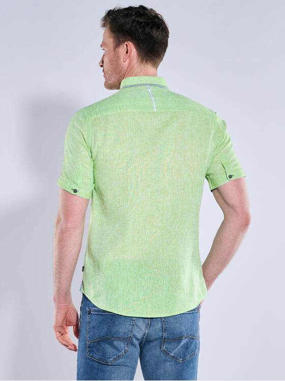 engbers Herren Kurzarm-Hemd mit Leinenanteil Hellgruen 38377