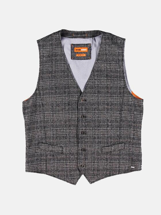 emilio adani Herren Sakkoweste mit modischem Karo-Muster Braun 29983