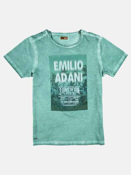 emilio adani Herren Rundhals T-Shirt Türkis 25706