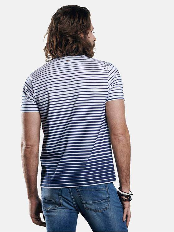 emilio adani Herren Rundhals T-Shirt mit sommerlichem Print Blau 29624