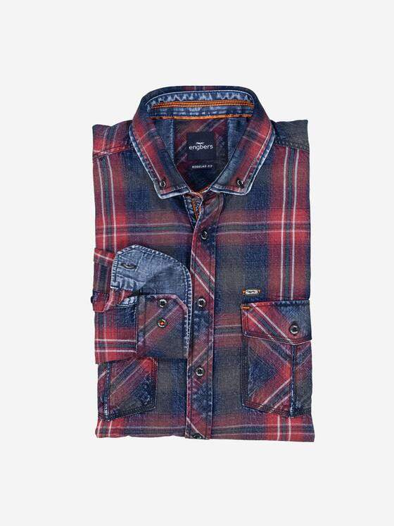 engbers Herren Langarm-Hemd kariert Rostorange 37853