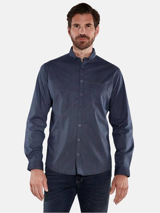 engbers Herren Langarm-Hemd gemustert Blau 36054