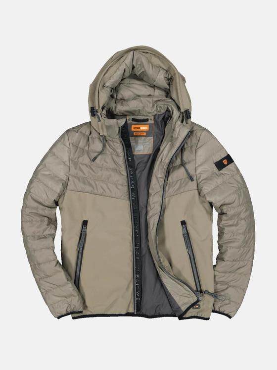 emilio adani Herren Steppjacke mit Materialmix Beige 33297