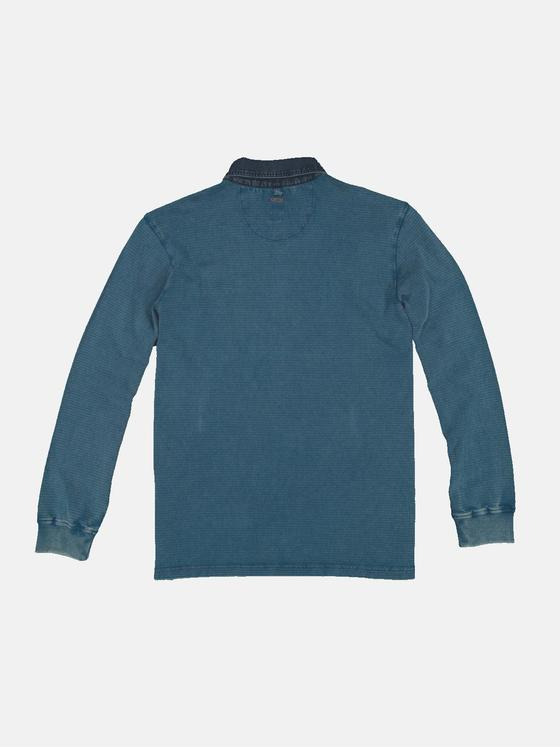 engbers Herren Langarm-Shirt gestreift Petrolblau 33772