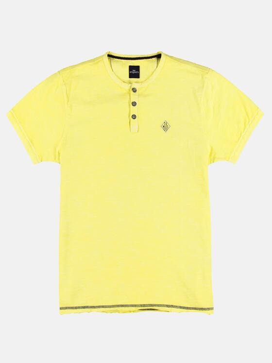 engbers Herren T-Shirt mit Knopfleiste und Kontrastdetails Gelb 29799