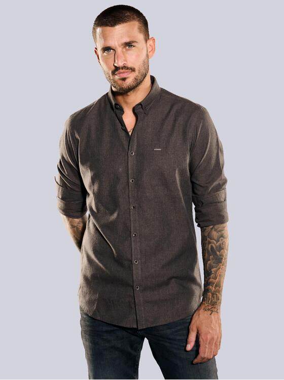 emilio adani Herren Langarm-Hemd regular Braun 35556