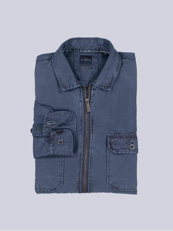 engbers Herren Langarm-Hemd mit Leinenanteil Marineblau 38914