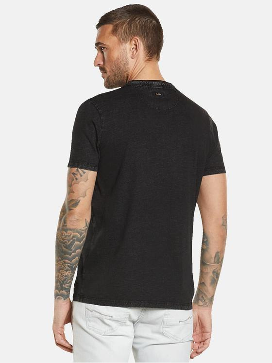 emilio adani Herren Henley-Shirt aus Baumwolle Schwarz 34543