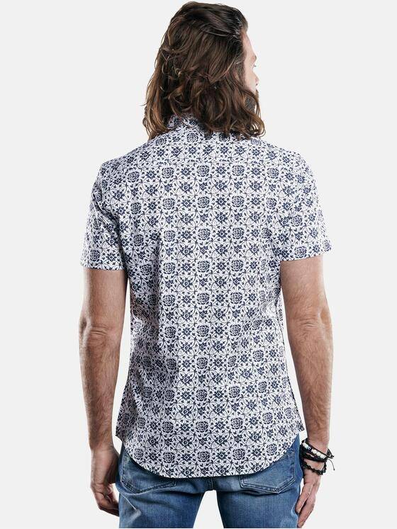 emilio adani Herren Kurzarmhemd mit modischem All-Over Print Blau 29702