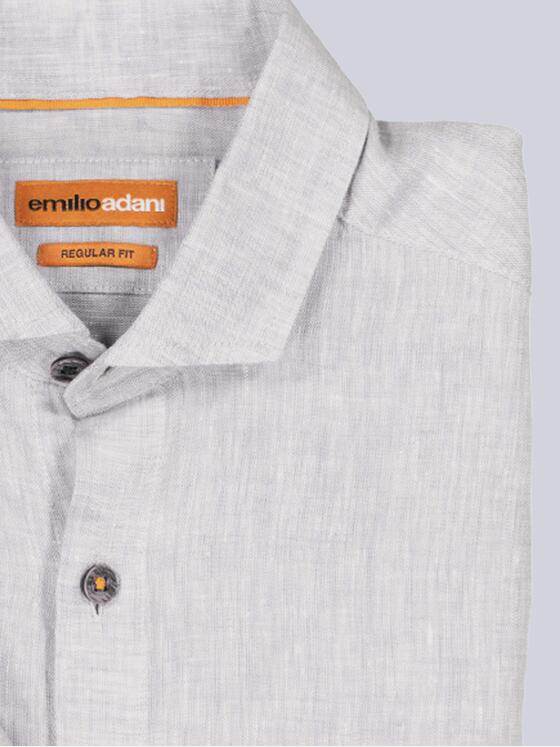 emilio adani Herren Langarm-Hemd aus Leinen Beige 38557