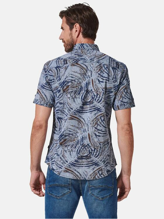 engbers Herren Kurzarm-Hemd gemustert Blau 35334
