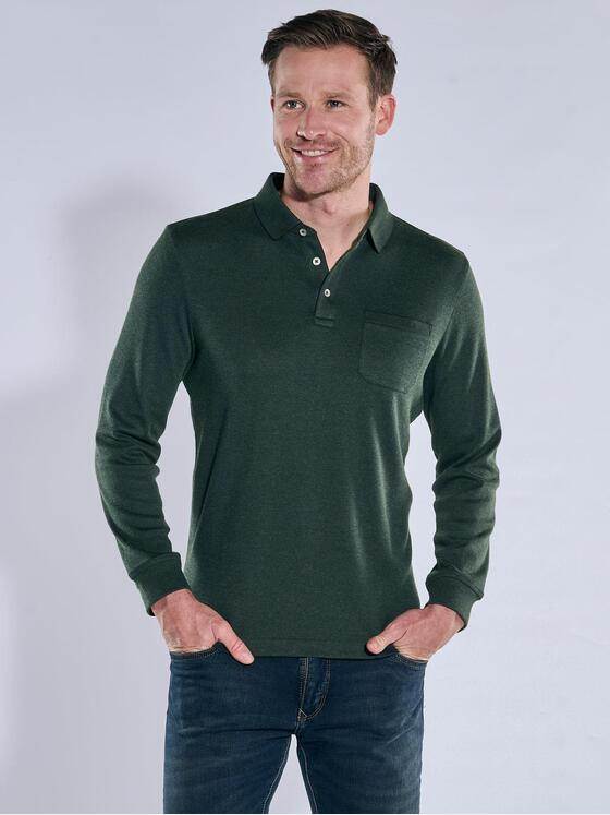 engbers Herren Langarm-Shirt mit Polokragen Petrolgruen 39537