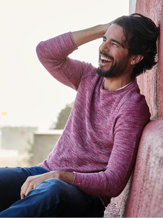emilio adani Herren Pullover Rundhals Violett 32836