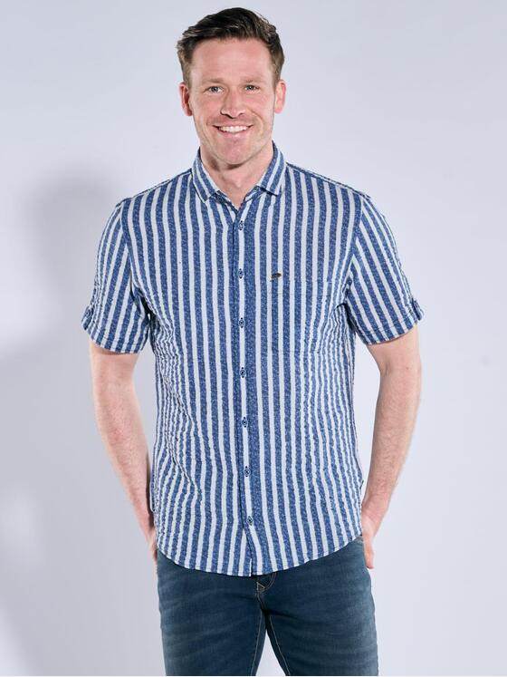 engbers Herren Kurzarm-Hemd gestreift Saphirblau 38698