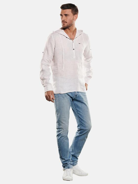 emilio adani Herren Langarm-Hemd gemustert Beige 35038