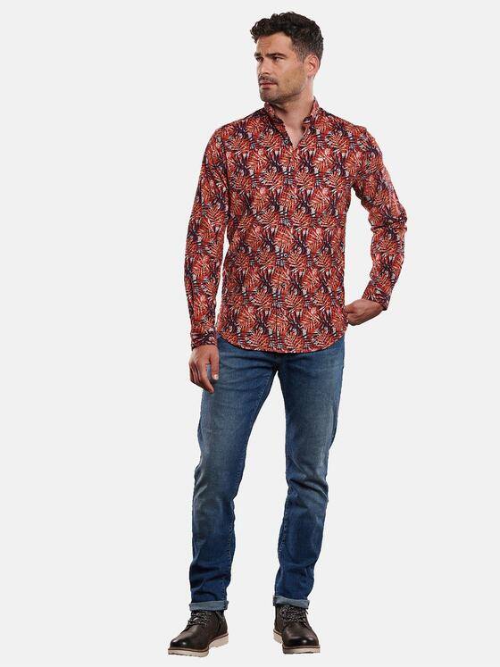 engbers Herren Langarm-Hemd mit floralem Print Dunkelorange 32278
