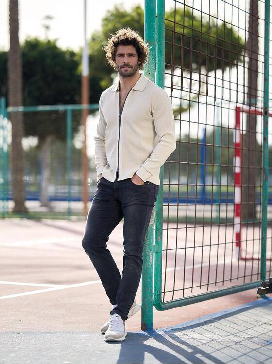 emilio adani Herren Polo-Shirt Langarm Beige 38321