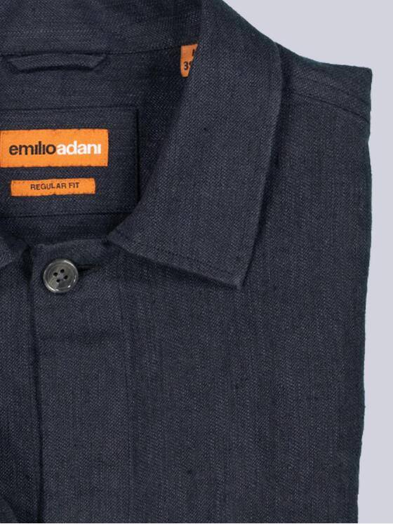 emilio adani Herren Langarm-Hemd aus Leinen Schwarz 38517