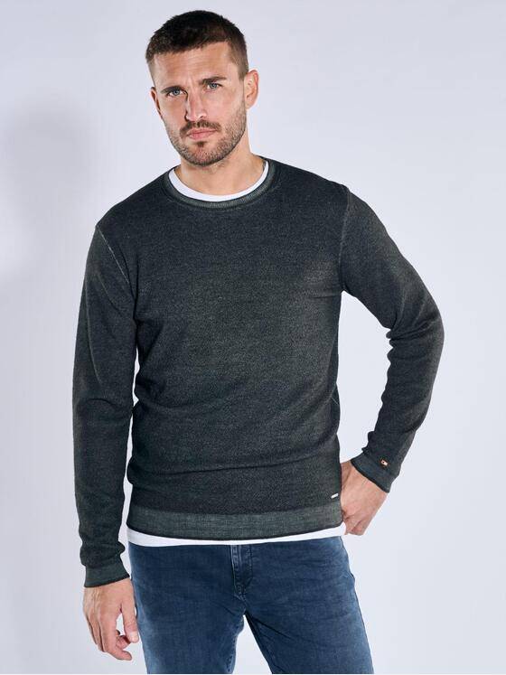 emilio adani Herren Pullover aus Merinowolle Dunkelgruen 39546
