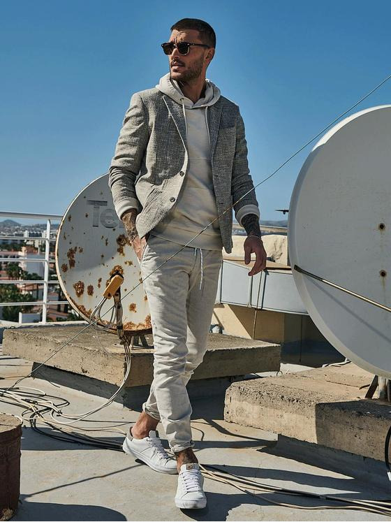 emilio adani Herren Freizeit-Sakko strukturiert Beige 32976