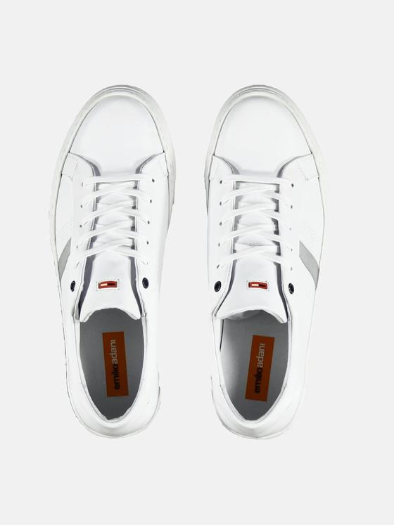 emilio adani Herren bequemer Sneaker aus geschmeidigem Nappaleder Weiß 29451