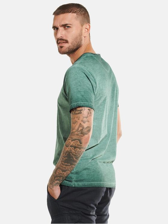emilio adani Herren Henley-Shirt mit Farbeffekt Grün 31724