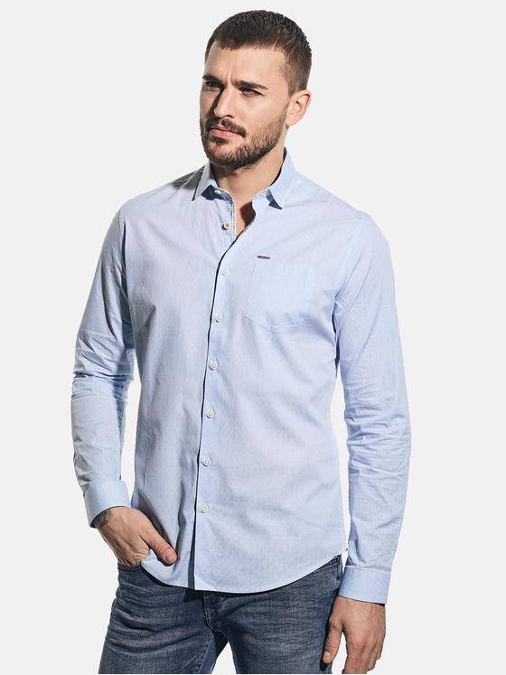 emilio adani Herren Modisches Langarmhemd mit dezenter Struktur Blau 31326