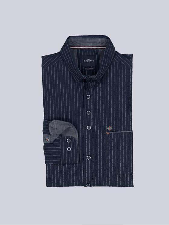 engbers Herren Langarm-Hemd gestreift Blau 36058
