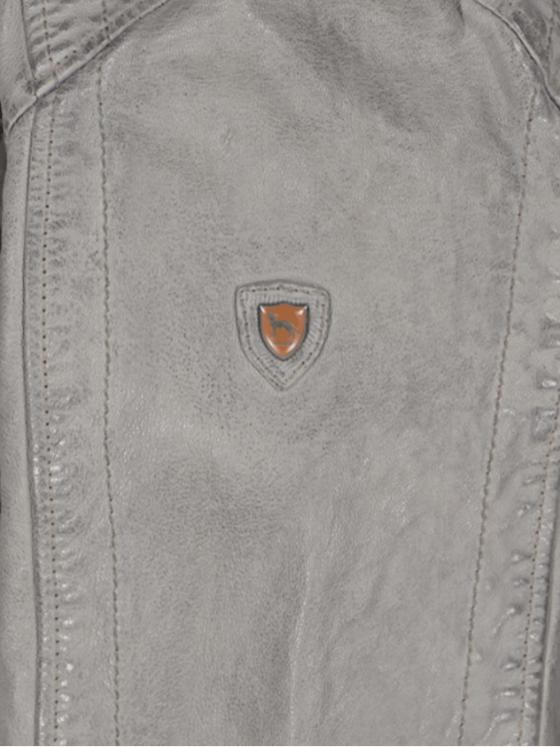 emilio adani Herren Lederjacke mit abnehmbarer Kapuze Grau 34219